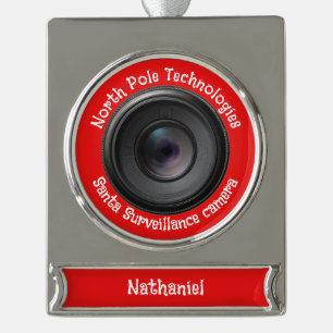 Persoonlijke Kerstman Cameraversiering  Verzilverd Banner Ornament