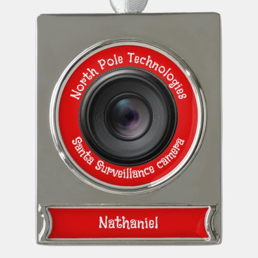 Persoonlijke Kerstman Cameraversiering Verzilverd Banner Ornament (Voorkant)