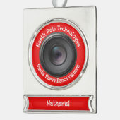 Persoonlijke Kerstman Cameraversiering Verzilverd Banner Ornament (Links)