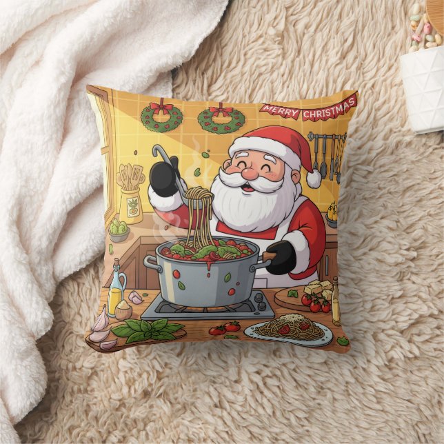Persoonlijke Kerstman Chef Pasta Avond Kussen (Deken)