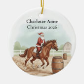 Persoonlijke Kerstman die Vat Springen Keramisch Ornament (Voorkant)