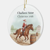 Persoonlijke Kerstman die Vat Springen Keramisch Ornament (Links)