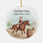Persoonlijke Kerstman die Vat Springen Keramisch Ornament (Achterkant)