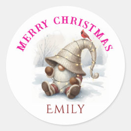 Persoonlijke Kerstman Dwerg Waterverf Ronde Sticker