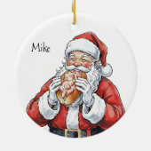 Persoonlijke Kerstman eet kreeft rollen ornament (Achterkant)