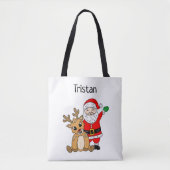 Persoonlijke kerstman en rendierKerstmis Tote Bag (Voorkant)