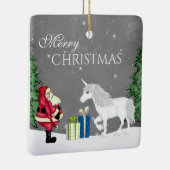 Persoonlijke kerstman en Unicorn Merry Keramisch Ornament (Rechts)