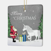 Persoonlijke kerstman en Unicorn Merry Keramisch Ornament (Links)
