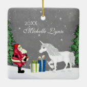 Persoonlijke kerstman en Unicorn Merry Keramisch Ornament (Achterkant)