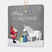 Persoonlijke kerstman en Unicorn Merry Keramisch Ornament (Links)