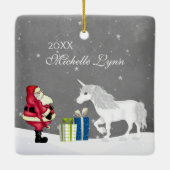 Persoonlijke kerstman en Unicorn Merry Keramisch Ornament (Achterkant)