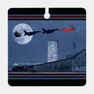Persoonlijke kerstman, F16 Jet, Red Biplane Kerstm Metalen Ornament