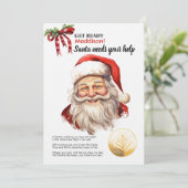 Persoonlijke Kerstman heeft jouw hulp nodig Rode M Feestdagenkaart (Staand voorkant)