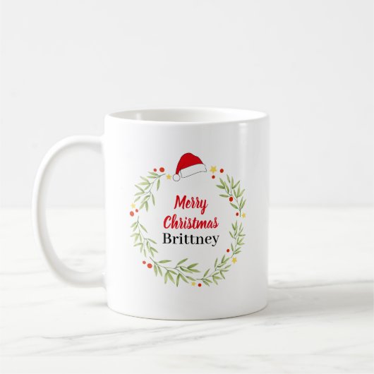 Persoonlijke Kerstman Hoed Krans Koffiemok (Links)
