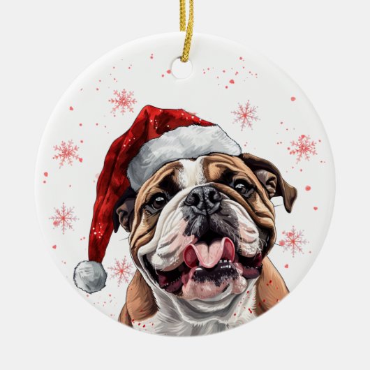 Persoonlijke Kerstman-Hond Keramisch Ornament (Voorkant)