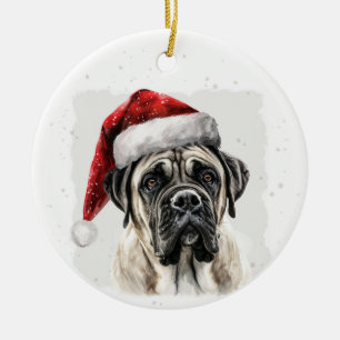 Persoonlijke Kerstman-Hond Mastiff Keramisch Ornament
