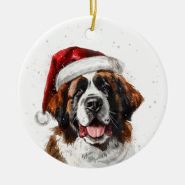 Persoonlijke Kerstman-Hond Saint Bernard Keramisch Ornament
