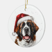 Persoonlijke Kerstman-Hond Saint Bernard Keramisch Ornament (Links)