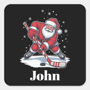 Persoonlijke Kerstman IJshockey Kerst Sport  Vierkante Sticker