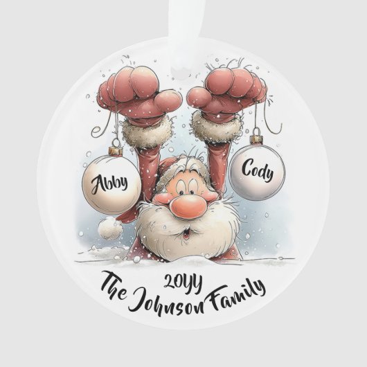 Persoonlijke Kerstman in Sneeuw Acryl Ornament (voorkant)