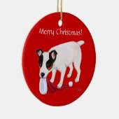 Persoonlijke kerstman Jack Russell Terrier Keramisch Ornament (Rechts)