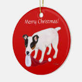 Persoonlijke kerstman Jack Russell Terrier Keramisch Ornament (Links)