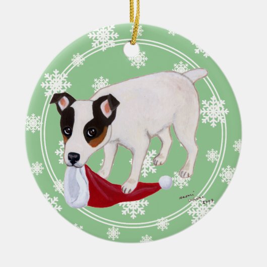 Persoonlijke kerstman Jack Russell Terrier Keramisch Ornament (Voorkant)
