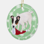 Persoonlijke kerstman Jack Russell Terrier Keramisch Ornament (Links)