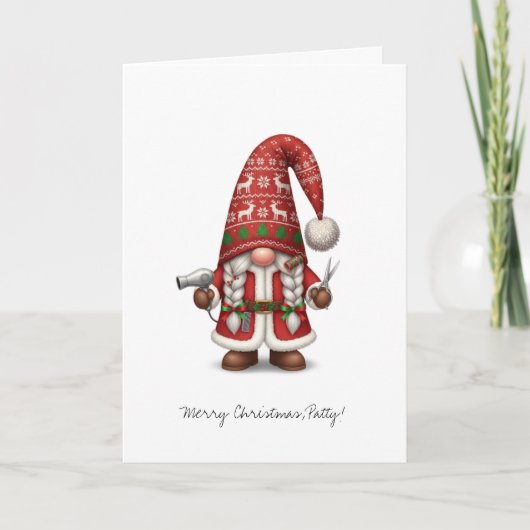 Persoonlijke Kerstman Kabouter Kapper Kaart (Voorkant)
