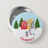 Persoonlijke Kerstman Kabouter Ronde Button 7,6 Cm (Voorkant /achterkant)