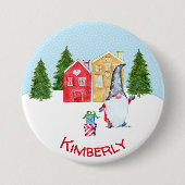 Persoonlijke Kerstman Kabouter Ronde Button 7,6 Cm (Voorkant)