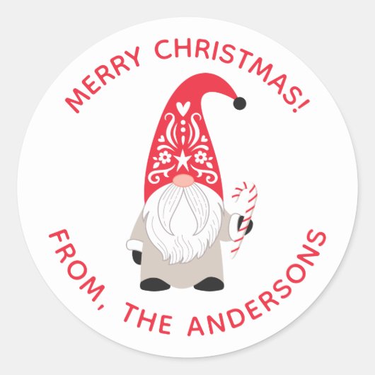 Persoonlijke Kerstman Kabouter Ronde Sticker (Voorkant)