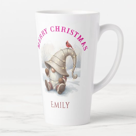 Persoonlijke Kerstman Kabouter Waterverf Latte Mok (Rechts)