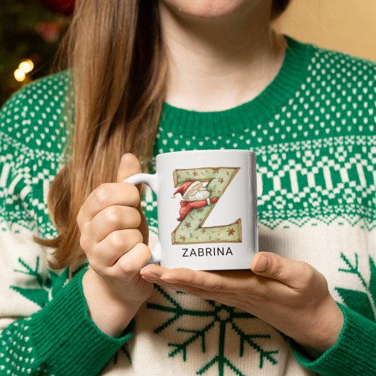 Persoonlijke Kerstman Kerst Monogram Initiaal Z Koffiemok