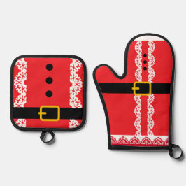 Persoonlijke Kerstman Kerst  Ovenwant & Pannenlap Set