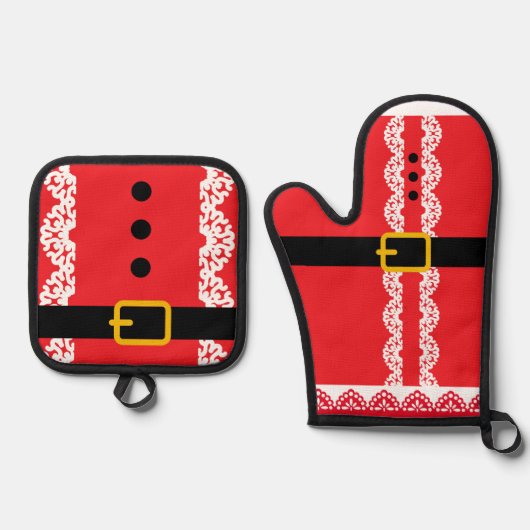 Persoonlijke Kerstman Kerst Ovenwant & Pannenlap Set (Voorkant)