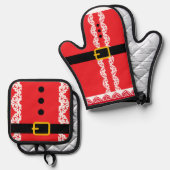 Persoonlijke Kerstman Kerst Ovenwant & Pannenlap Set (Voorkant / Achterkant)