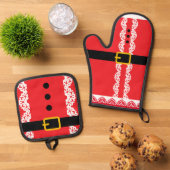 Persoonlijke Kerstman Kerst Ovenwant & Pannenlap Set (Top down)