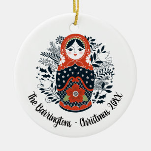 Persoonlijke kerstman Matryoshka Nesting Doll Keramisch Ornament