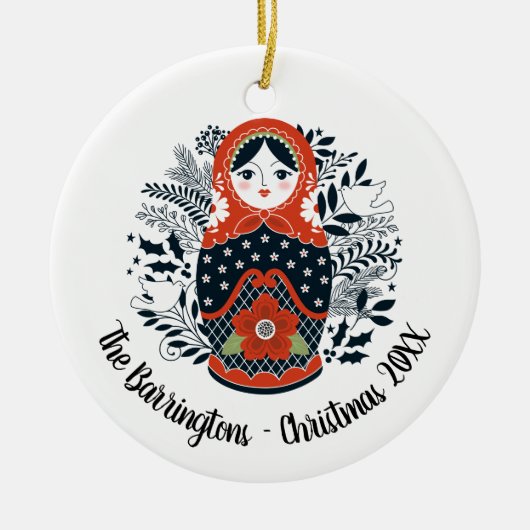 Persoonlijke kerstman Matryoshka Nesting Doll Keramisch Ornament (Voorkant)