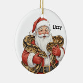Persoonlijke Kerstman met balpython slang Keramisch Ornament (Rechts)