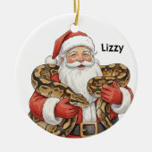 Persoonlijke Kerstman met balpython slang Keramisch Ornament (Voorkant)