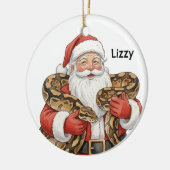 Persoonlijke Kerstman met balpython slang Keramisch Ornament (Links)