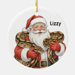 Persoonlijke Kerstman met balpython slang Keramisch Ornament