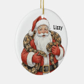 Persoonlijke Kerstman met Birmese python slang Keramisch Ornament (Rechts)