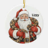 Persoonlijke Kerstman met Birmese python slang Keramisch Ornament (Voorkant)