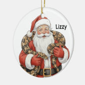 Persoonlijke Kerstman met Birmese python slang Keramisch Ornament (Links)