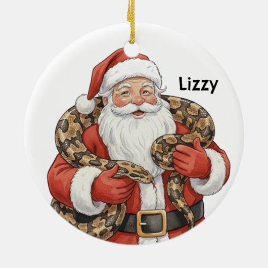 Persoonlijke Kerstman met Birmese python slang Keramisch Ornament (Achterkant)