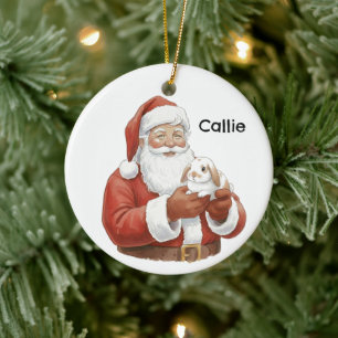 Persoonlijke Kerstman met een Holland Lop konijn Keramisch Ornament