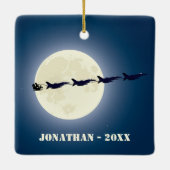 Persoonlijke Kerstman met F-16 Jets Militaire Kers Keramisch Ornament (Achterkant)